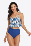 Women's Tropical Print Ruffled Two-Piece Bikini Swimsuit