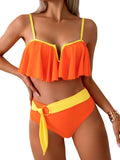 Women's Spaghetti Strap Notched Bikini Swim suit Set