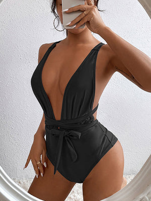 Women's Tied Crisscross and Spread Wide Strap One-Piece Bikini Swim suit - World Class Depot Inc