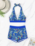 Women's Printed Halter Neck Two-Piece Bikini Swim suit Set