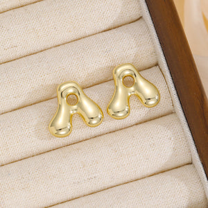 18K Gold-Plated Bubble Letter Stud Earrings (A-M)