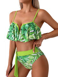 Women's Spaghetti Strap Notched Bikini Swim suit Set