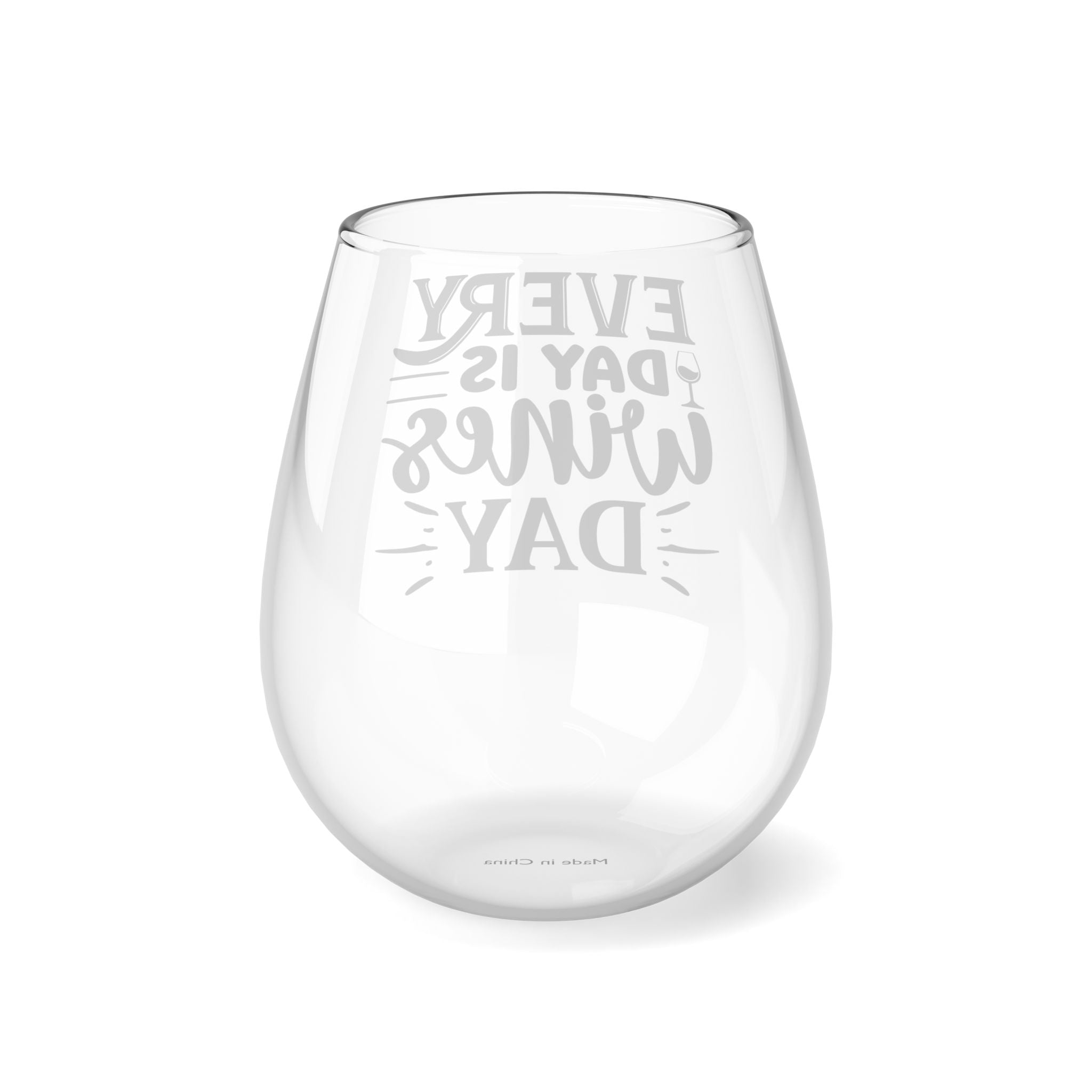 Funny Everyday is Wine Day Stemless Wine Glass, 11.75oz