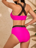 Women's Crisscross Wide Strap Two-Piece Bikini Swim suit Set