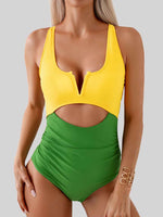 Women's Tied Cutout Contrast One-Piece Bikini Swim suit