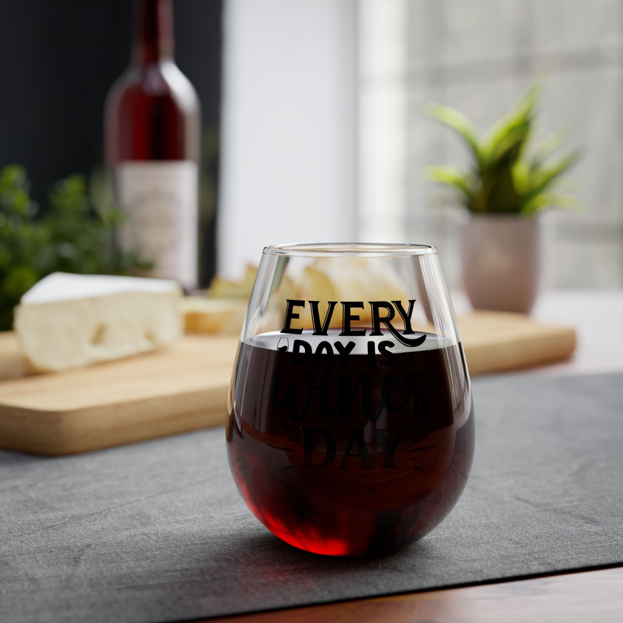 Funny Everyday is Wine Day Stemless Wine Glass, 11.75oz