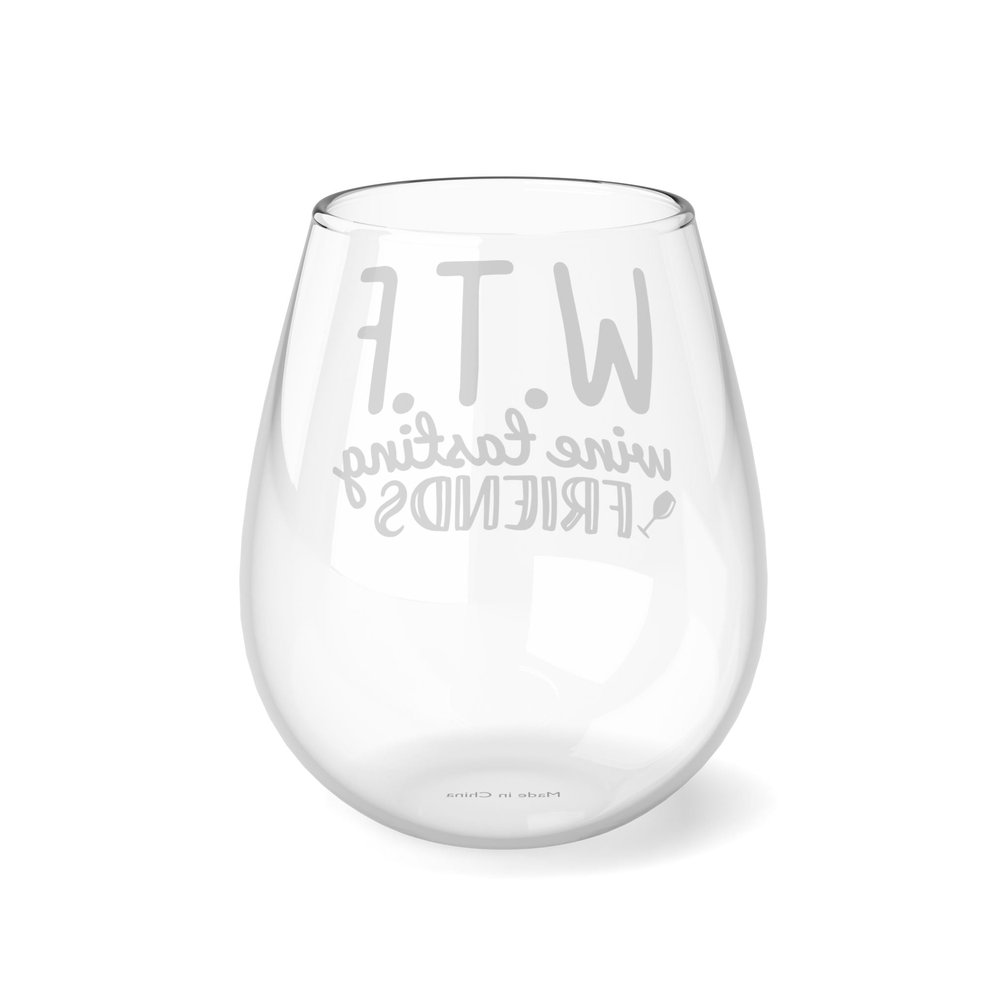 Funny WTF (Wine Tasting Friends) Stemless Wine Glass, 11.75oz