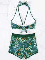 Women's Printed Halter Neck Two-Piece Bikini Swim suit Set