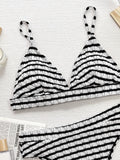 Women's Striped V-Neck Two-Piece Bikini Swim Set