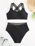 Women's Crisscross Wide Strap Two-Piece Bikini Swim suit Set