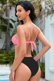 Women's Beachy Contrast Tie Back Bikini Swim suit Set