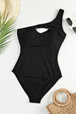 Women's Black Cutout One Shoulder Sleeveless One-Piece Bikini Swim suit