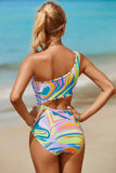 Women's Hazy Cutout Single Shoulder One-Piece Bikini Swim suit
