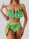 Women's Spaghetti Strap Notched Bikini Swim suit Set