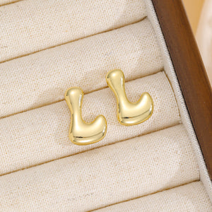 18K Gold-Plated Bubble Letter Stud Earrings (A-M)