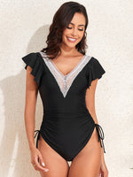 Women's Ruffled V-Neck One-Piece bikini Swim suit Swimwear