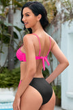 Women's Beachy Contrast Tie Back Bikini Swim suit Set