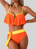 Women's Spaghetti Strap Notched Bikini Swim suit Set