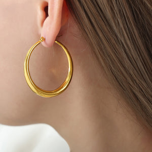 18K Gold-Plated Hoop Earrings - World Class Depot Inc