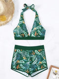 Women's Printed Halter Neck Two-Piece Bikini Swim suit Set