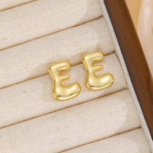 18K Gold-Plated Bubble Letter Stud Earrings (A-M)