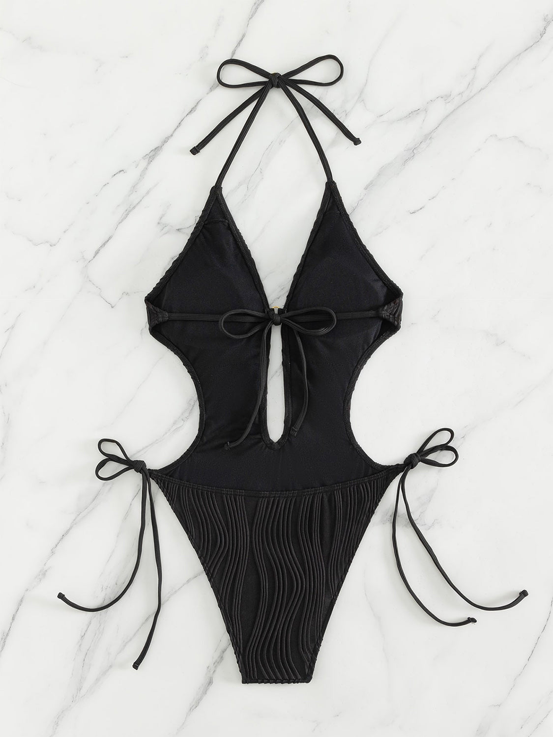 Women's Textured Cutout Tied One-Piece Bikini Swim suit - World Class Depot Inc