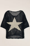 Women's Openwork Star Boat Neck Knit Beach Cover Up Top Swim wear