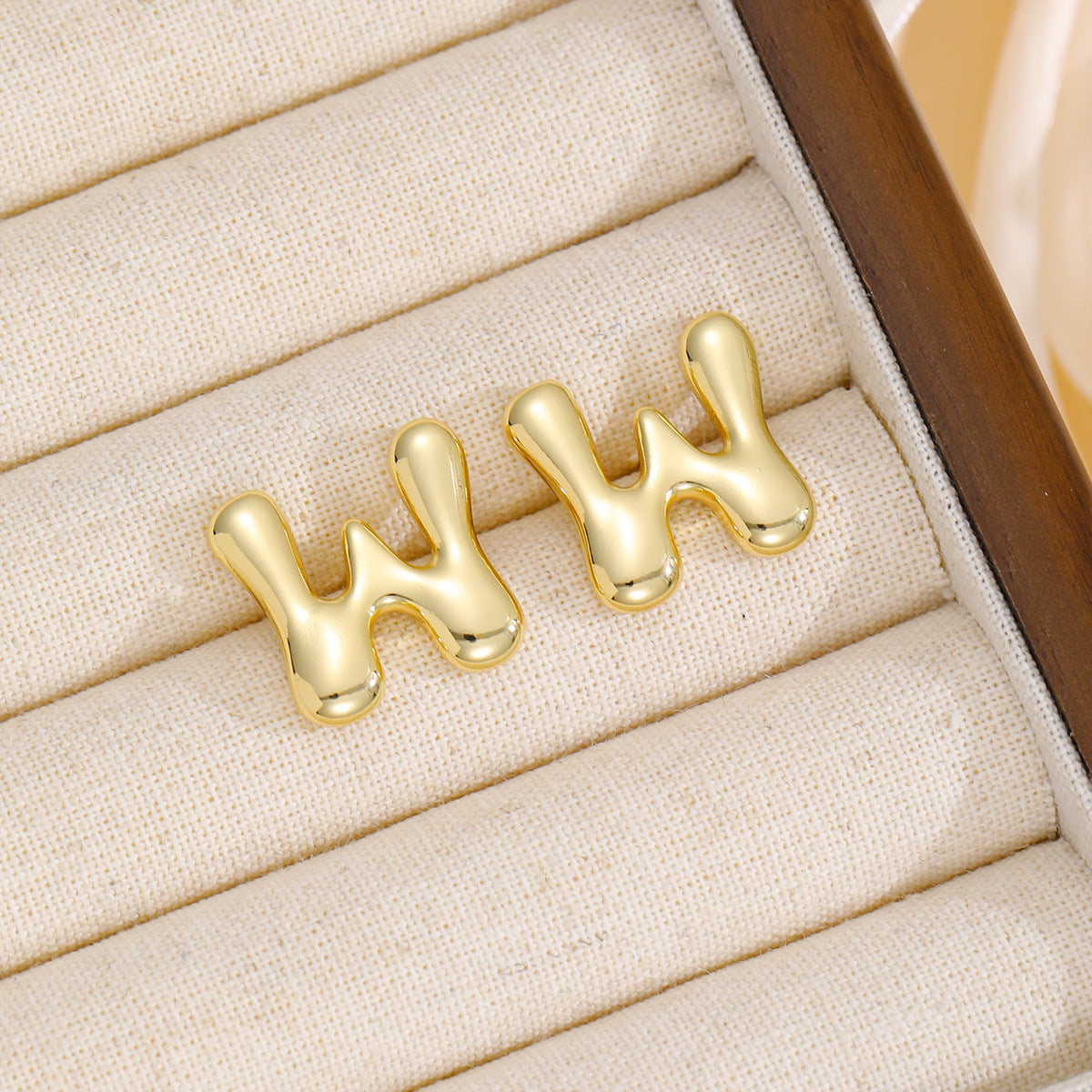 18K Gold-Plated Bubble Letter Stud Earrings (N-Z)