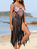 Women's Fringe Spaghetti Strap Bikini Swim suit Cover-Up - World Class Depot Inc