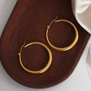 18K Gold-Plated Hoop Earrings - World Class Depot Inc