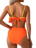 Women's Spaghetti Strap Notched Bikini Swim suit Set