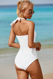 Women's Halter Neck One-Piece Bikini Swim suit in white