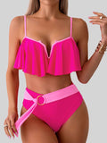 Women's Spaghetti Strap Notched Bikini Swim suit Set