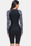 Women's Surfer Half Zip Long Sleeve One-Piece Rash guard Swim suit Swimwear