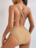 Women's Tied Crisscross and Spread Wide Strap One-Piece Bikini Swim suit - World Class Depot Inc