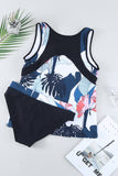 Women's Multi colored Summer Wide Strap Tankini Two piece Swim Suit Set