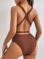 Women's Tied Crisscross and Spread Wide Strap One-Piece Bikini Swim suit - World Class Depot Inc