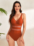 Women's Flare V-Neck Spaghetti Strap One-Piece Bikini Swim suit