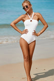 Women's Halter Neck One-Piece Bikini Swim suit in white