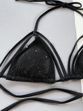 Women's Glitter Halter Neck Strappy Two-Piece Bikini Swim suit Set - World Class Depot Inc