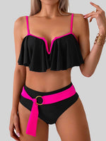 Women's Spaghetti Strap Notched Bikini Swim suit Set