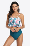 Women's Tropical Print Ruffled Two-Piece Bikini Swimsuit