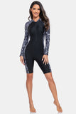 Women's Surfer Half Zip Long Sleeve One-Piece Rash guard Swim suit Swimwear