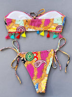 Women's Party Printed Tied Strapless Bikini swim suit Set