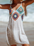 Women's Cutout V-Neck Sheer Cover-Up Swim wear Dress