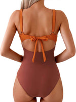 Women's Tied Cutout Contrast One-Piece Bikini Swim suit