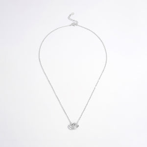 925 Sterling Silver Inlaid Zircon Heart Necklace