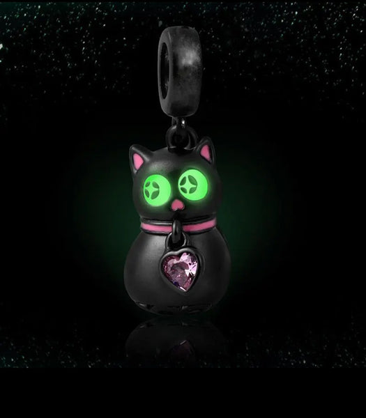 Glow in the Dark Black Cat Pandora Bracelet Charm - World Class Depot Inc