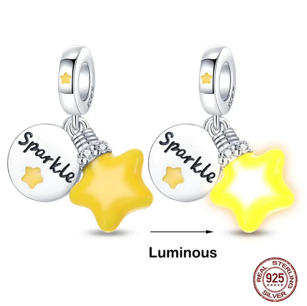 Yellow Luminous Sparkling Star Pandora Bracelet Charm - World Class Depot Inc