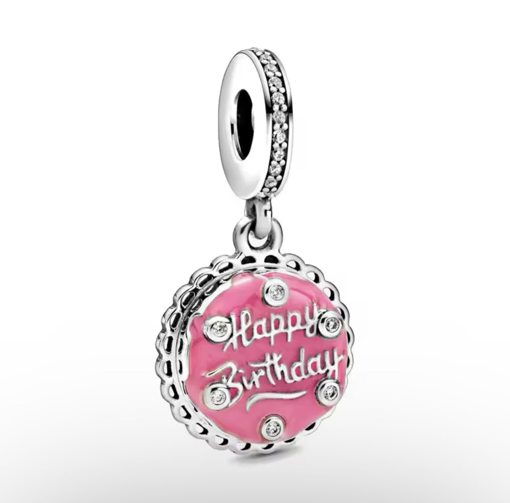 Pink Happy Birthday Cake (Make a Wish) Pandora Charm for bracelet